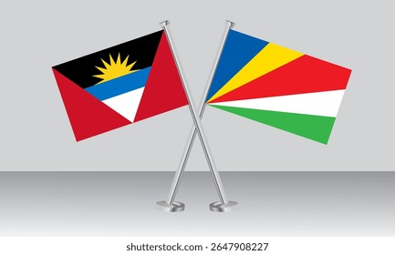 Crossed flags of Antigua and Barbuda and Seychelles. Official colors. Correct proportion. Banner design