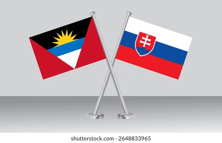 Crossed flags of Antigua and Barbuda and Slovakia. Official colors. Correct proportion. Banner design