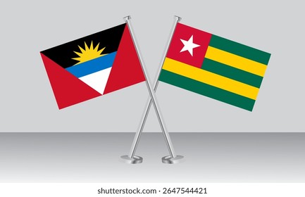 Crossed flags of Antigua and Barbuda and Togo. Official colors. Correct proportion. Banner design