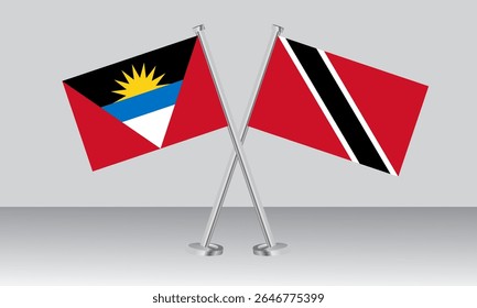 Crossed flags of Antigua and Barbuda and Trinidad and Tobago. Official colors. Correct proportion. Banner design