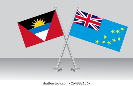 Crossed flags of Antigua and Barbuda and Tuvalu. Official colors. Correct proportion. Banner design