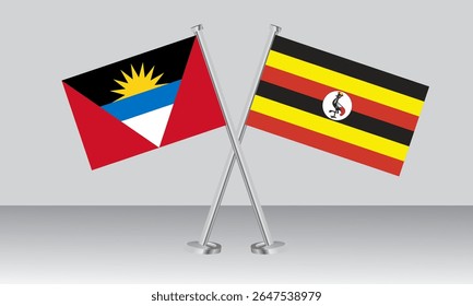 Crossed flags of Antigua and Barbuda and Uganda. Official colors. Correct proportion. Banner design