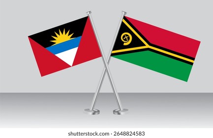 Crossed flags of Antigua and Barbuda and Vanuatu. Official colors. Correct proportion. Banner design
