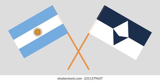 Crossed flags of Argentina and Antarctica. Official colors. Correct proportion. Vector illustration
