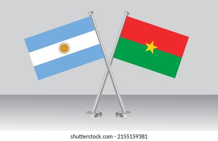 Crossed flags of Argentina and Burkina Faso. Official colors. Correct proportion. Banner design