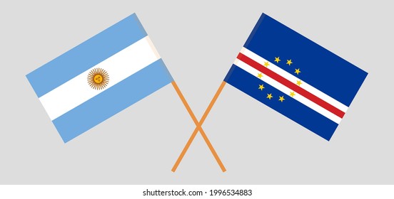 Crossed flags of Argentina and Cape Verde. Official colors. Correct proportion