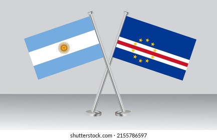 Crossed flags of Argentina and CAPE VERDE. Official colors. Correct proportion. Banner design