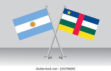 Crossed flags of Argentina and Central African Republic. Official colors. Correct proportion. Banner design