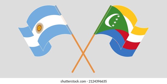 
Crossed flags of Argentina and the Comoros. Official colors. Correct proportion. Vector illustration

