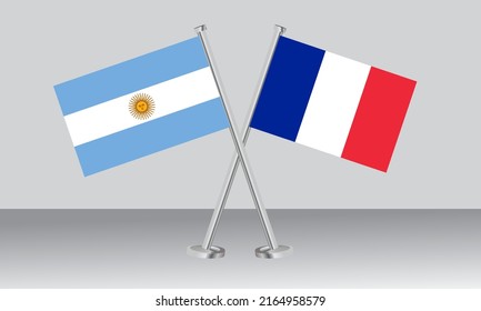 Crossed flags of Argentina and France. Official colors. Correct proportion. Banner design