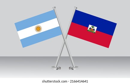 Crossed flags of Argentina and Haiti. Official colors. Correct proportion. Banner design