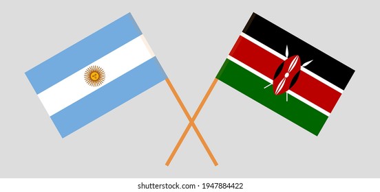 Crossed flags of Argentina and Kenya. Official colors. Correct proportion