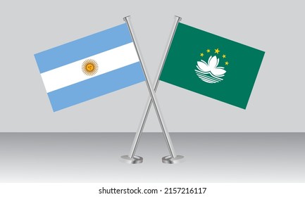 Crossed flags of Argentina and Macau. Official colors. Correct proportion. Banner design