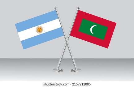 Crossed flags of Argentina and Maldives. Official colors. Correct proportion. Banner design