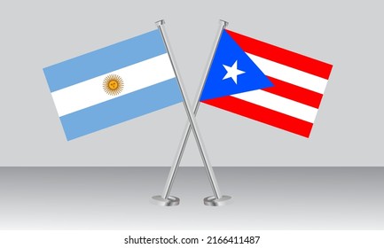 Crossed flags of Argentina and Puerto Rico. Official colors. Correct proportion. Banner design
