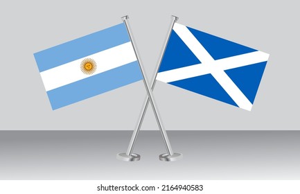 Crossed flags of Argentina and Scotland. Official colors. Correct proportion. Banner design
