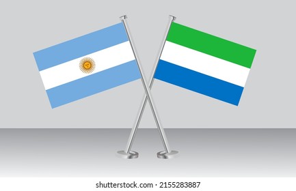 Crossed flags of Argentina and Sierra Leone. Official colors. Correct proportion. Banner design