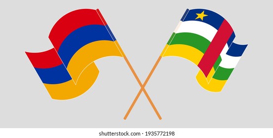 Crossed flags of Armenia and Central African Republic. Official colors. Correct proportion