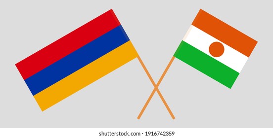 Crossed flags of Armenia and the Niger