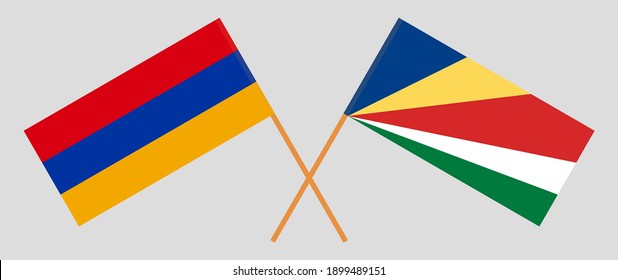 Crossed flags of Armenia and Seychelles
