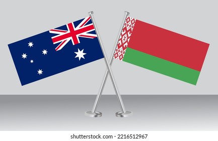 Crossed flags of Australia and Belarus. Official colors. Correct proportion. Banner design