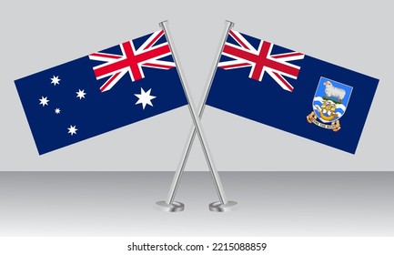 Crossed flags of Australia and Falkland Islands. Official colors. Correct proportion. Banner design