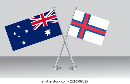 Crossed flags of Australia and Faroe Islands. Official colors. Correct proportion. Banner design