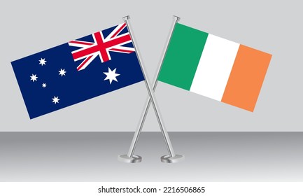 Crossed flags of Australia and Ireland. Official colors. Correct proportion. Banner design