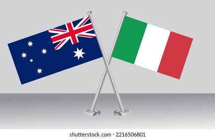 Crossed flags of Australia and Italy. Official colors. Correct proportion. Banner design