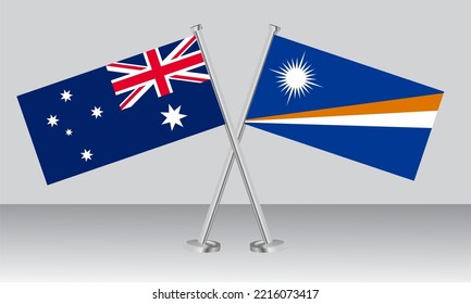 Crossed flags of Australia and Marshall Islands. Official colors. Correct proportion. Banner design