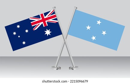 Crossed flags of Australia and Micronesia. Official colors. Correct proportion. Banner design