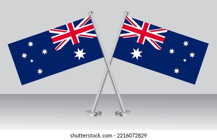 Gekreuzte Flaggen von Australien und Australien. Offizielle Farben. Richtiger Anteil. Banner-Design