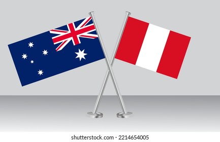 Crossed flags of Australia and Peru. Official colors. Correct proportion. Banner design