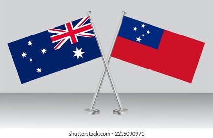 Crossed flags of Australia and Samoa. Official colors. Correct proportion. Banner design
