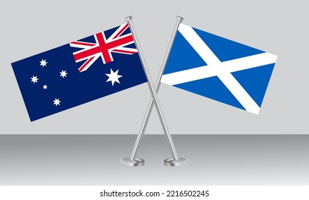 Banderas cruzadas de Australia y Escocia. Colores oficiales. Proporción correcta. Diseño de pancartas