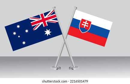 Crossed flags of Australia and Slovakia. Official colors. Correct proportion. Banner design