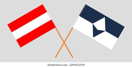 Crossed flags of Austria and Antarctica. Official colors. Correct proportion. Vector illustration
