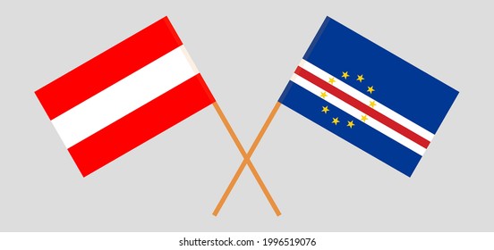 Crossed flags of Austria and Cape Verde. Official colors. Correct proportion