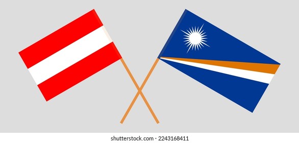 Crossed flags of Austria and Marshall Islands. Official colors. Correct proportion. Vector illustration
