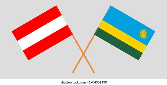 Crossed flags of Austria and Rwanda