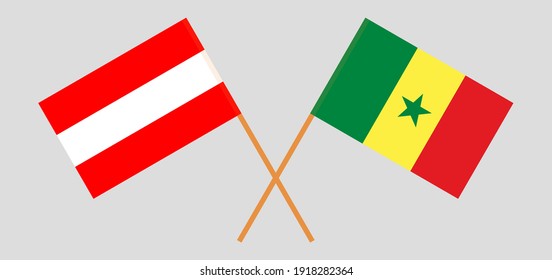 Banderas cruzadas de Austria y Senegal