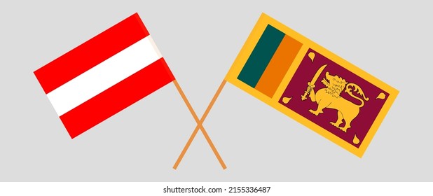 Crossed flags of Austria and Sri Lanka. Official colors. Correct proportion. Vector illustration
