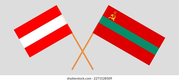 Crossed flags of Austria and Transnistria. Official colors. Correct proportion. Vector illustration