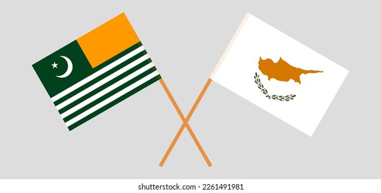 Crossed flags of Azad Kashmir and Cyprus. Official colors. Correct proportion. Vector illustration
