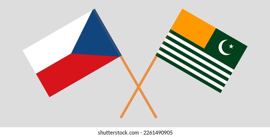 Crossed flags of Azad Kashmir and Czech Republic. Official colors. Correct proportion. Vector illustration
