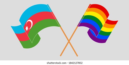 Crossed flags of Azerbaijan and LGBTQ