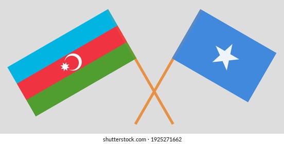 Crossed flags of Azerbaijan and Somalia. Official colors. Correct proportion