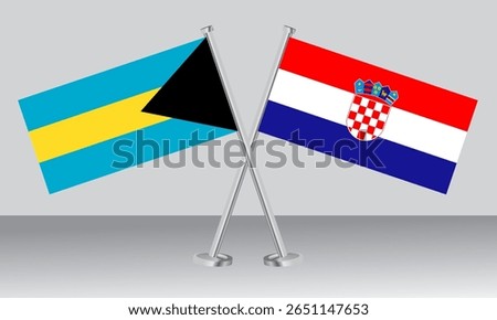 Crossed flags of Bahamas and Croatia. Official colors. Correct proportion. Banner design