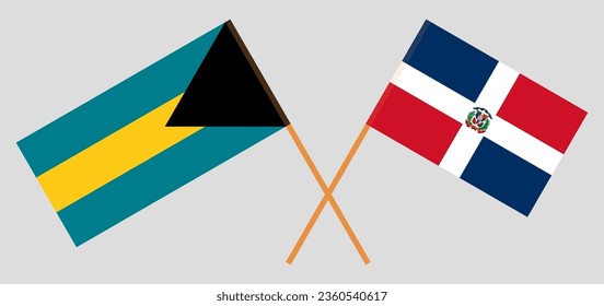 Crossed flags of the Bahamas and Dominican Republic. Official colors. Correct proportion. Vector illustration
