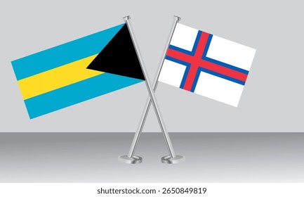 Crossed flags of Bahamas and Mongolia. Official colors. Correct proportion. Banner design